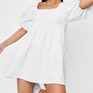 NastyGal White Eyelet Babydoll Dress
